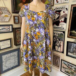 Vintage Roaman's Floral Summer Dress With Short Sleeves & Bow Detail Size 3X